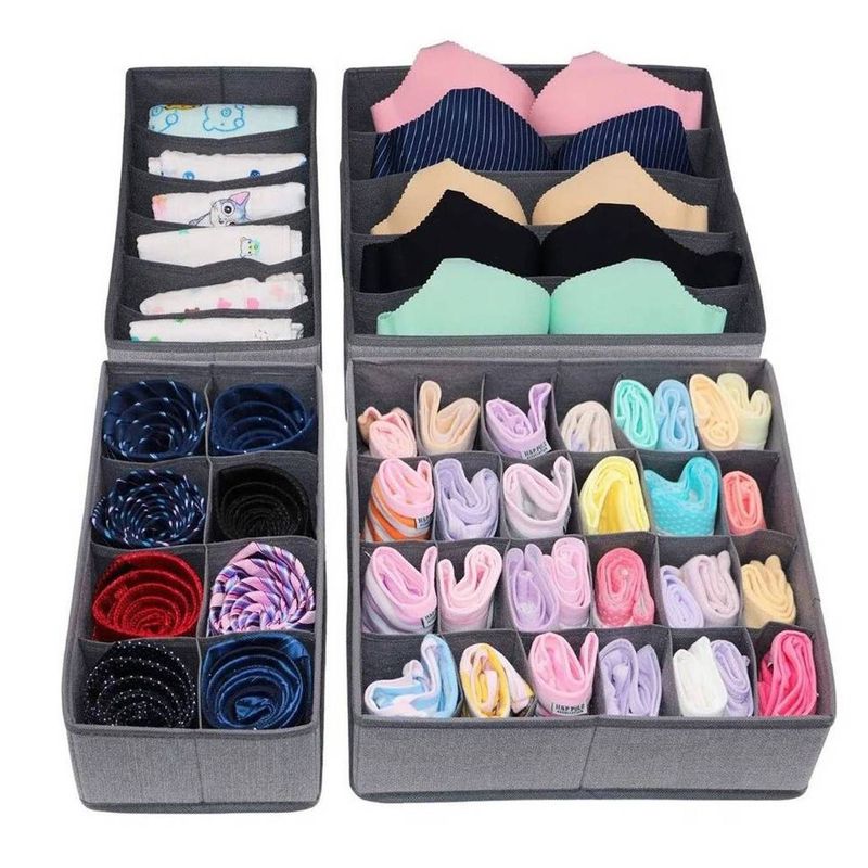 GENERICO - Organizador De Ropa Interior Y Medias Divisor Cajones Set X4