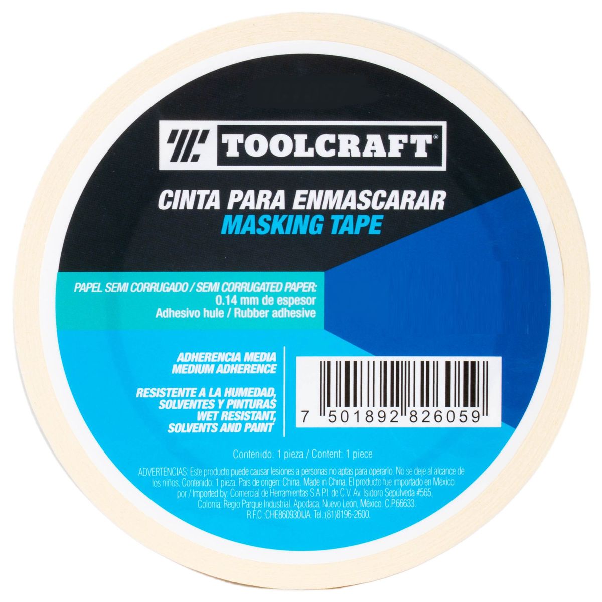 TOOLCRAFT - Cinta Enmascarar 2" X 50 M Toolcraft Adhesivo De Hule