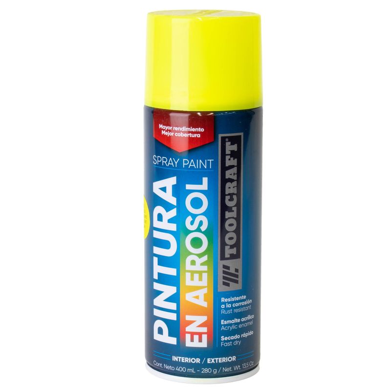 TOOLCRAFT - Pintura Aerosol Amarillo Fluorescente Toolcraft 400 Ml