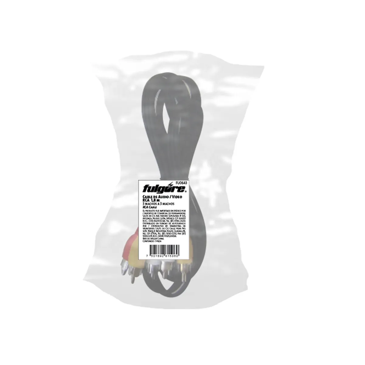 FULGORE - Cable Auxiliar De Audio Y Video 1.8 M Fulgore Resistente