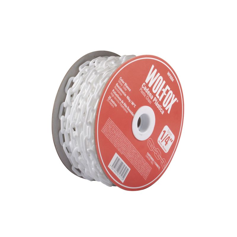 WOLFOX - Cadena Plástica De 25 M Blanca Wolfox Espesor 1/4"