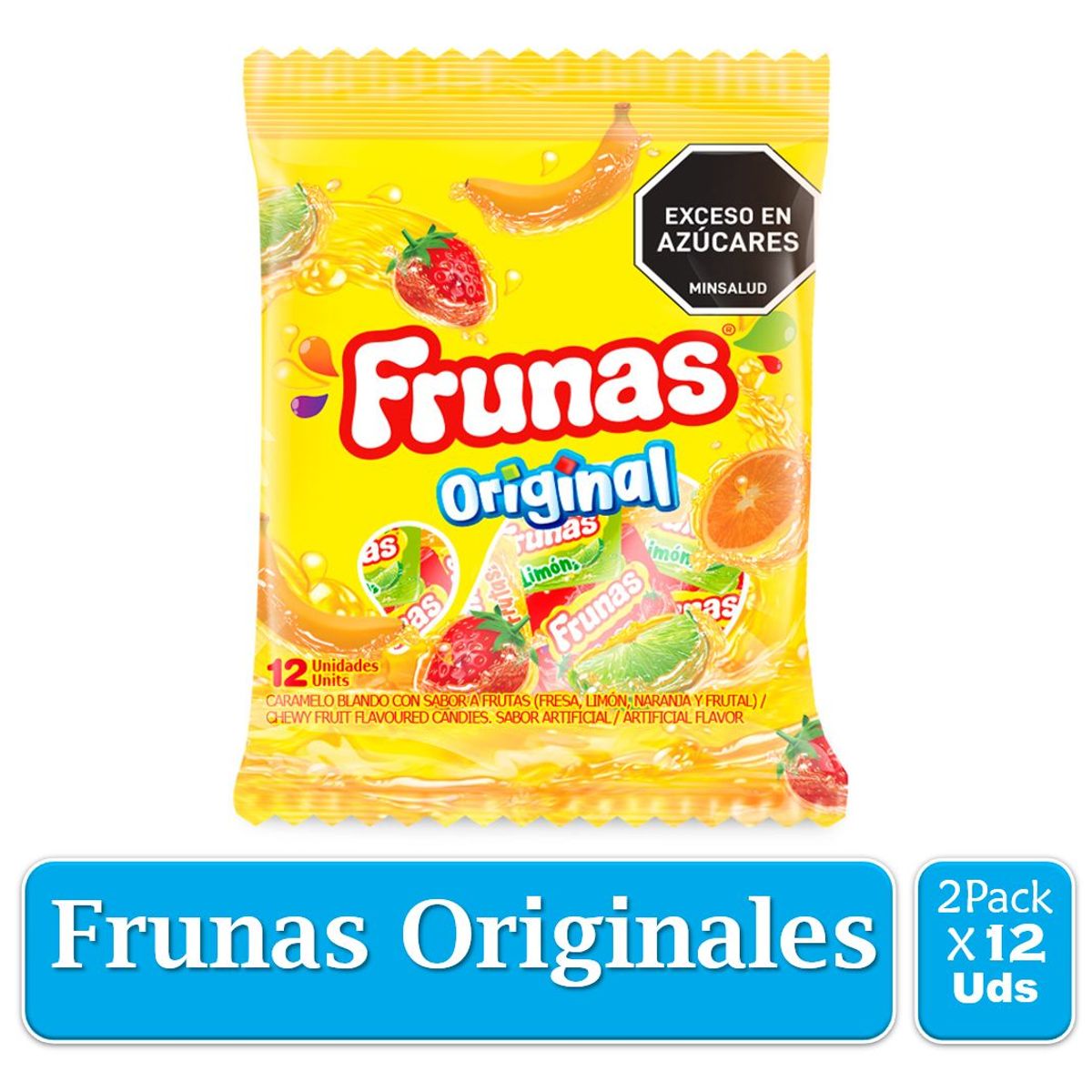 ALDOR - Dulces Masticables Frunas Originales sabor a Fruta 2  X 12 U.