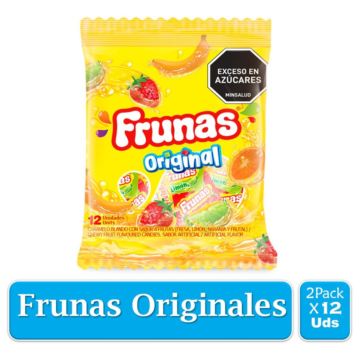 ALDOR - Dulces Masticables Frunas Originales sabor a Fruta 2  X 12 U.