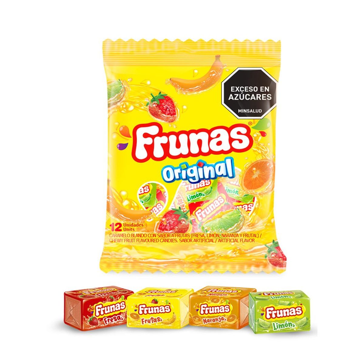ALDOR - Dulces Masticables Frunas Originales sabor a Fruta 2  X 12 U.
