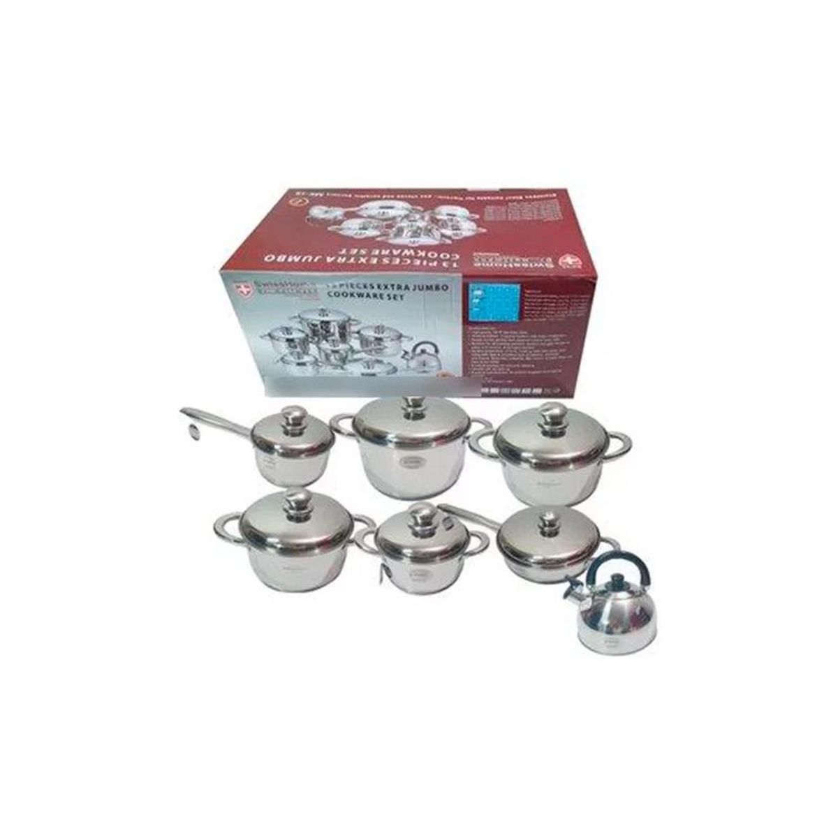 SWISSHOME DR HOFFMAN - Batería de Cocina Swisshome 13 Piezas Extra Jumbo Incluye Tetera