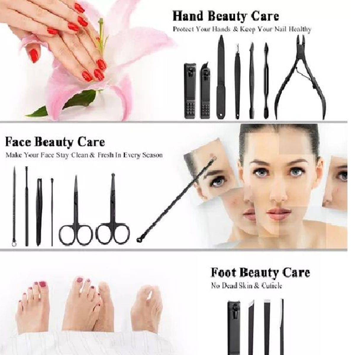 GENERICO - Kit herramientas de manicure yo pedicura Acero inoxidable
