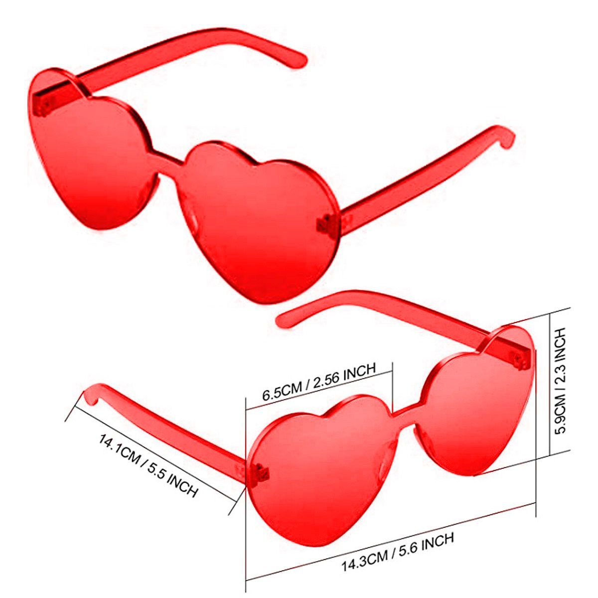 P&R APRECIOSDEREMATE - Gafas Fashion Party De Corazón Sol Rimless Moda Colores