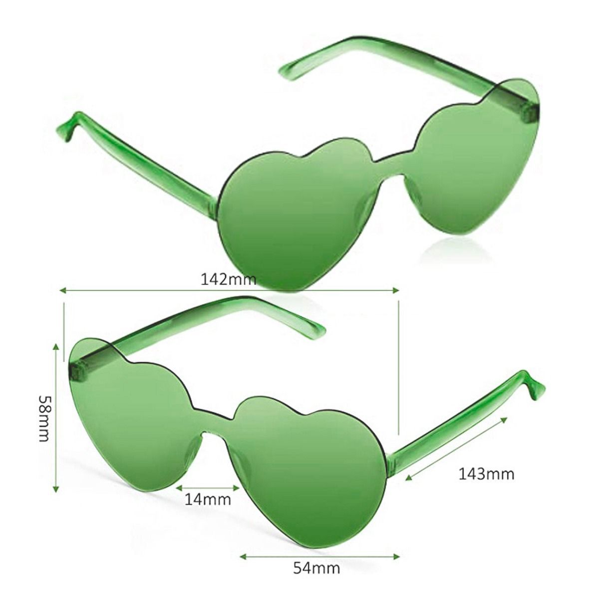 P&R APRECIOSDEREMATE - Gafas Fashion Party De Corazón Sol Rimless Moda Colores