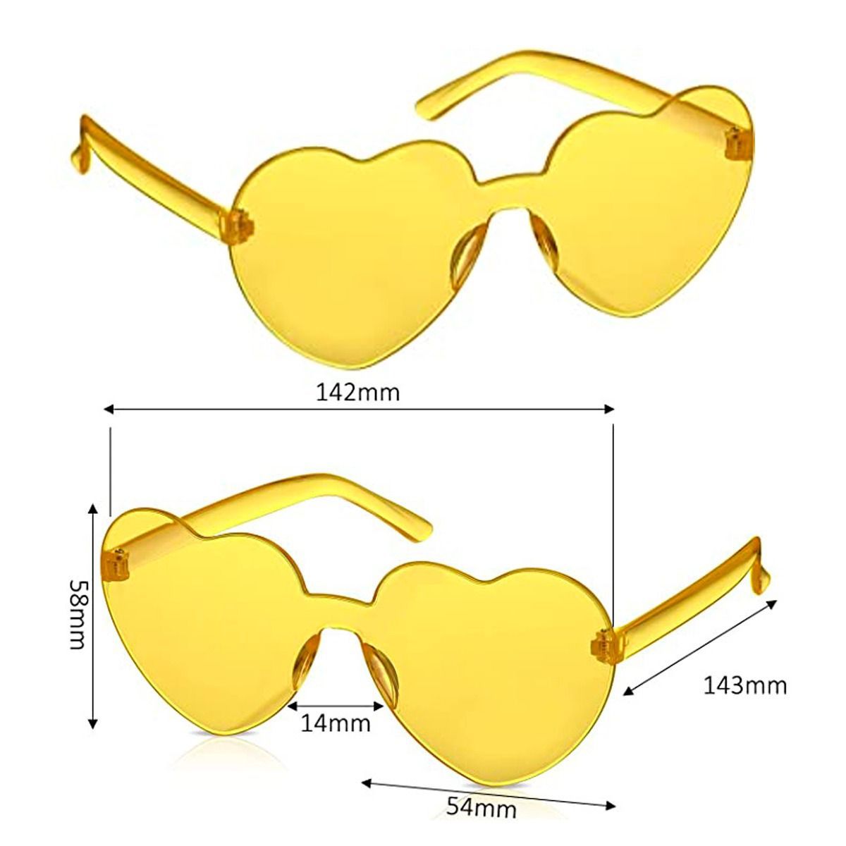 P&R APRECIOSDEREMATE - Gafas Fashion Party De Corazón Sol Rimless Moda Colores