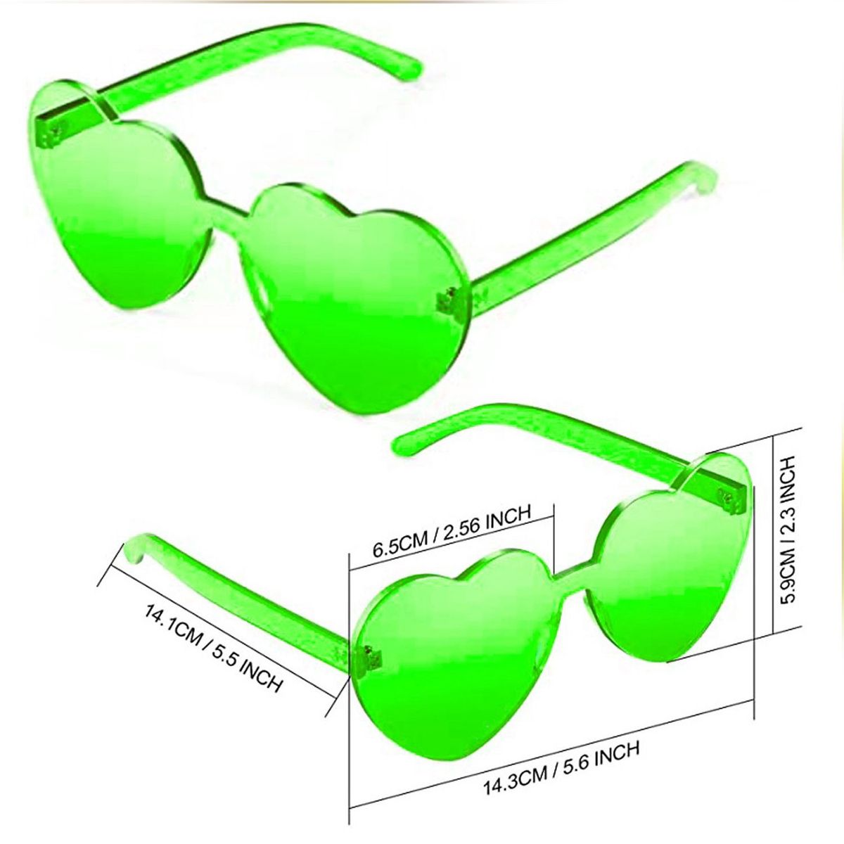 P&R APRECIOSDEREMATE - Gafas Fashion Party De Corazón Sol Rimless Moda Colores