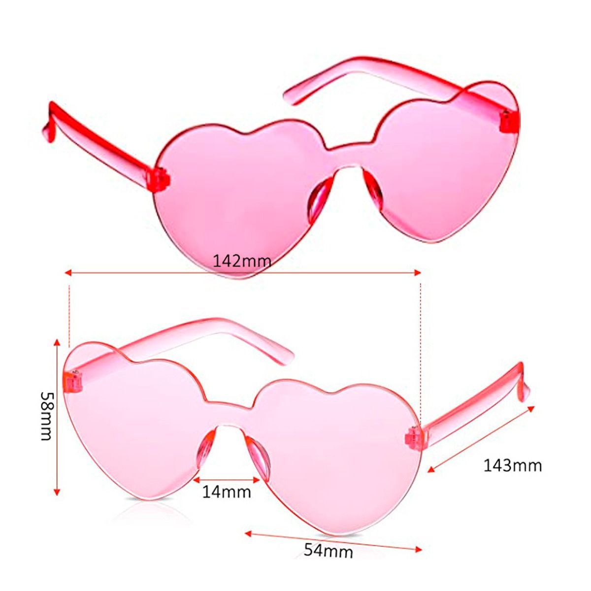 P&R APRECIOSDEREMATE - Gafas Fashion Party De Corazón Sol Rimless Moda Colores