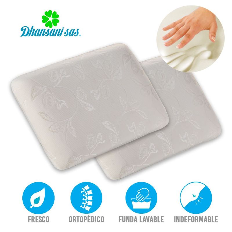 MAGIC PILLOW - Set de 2 almohadas ortopédica visco-smart  con memoria - forma estándar.