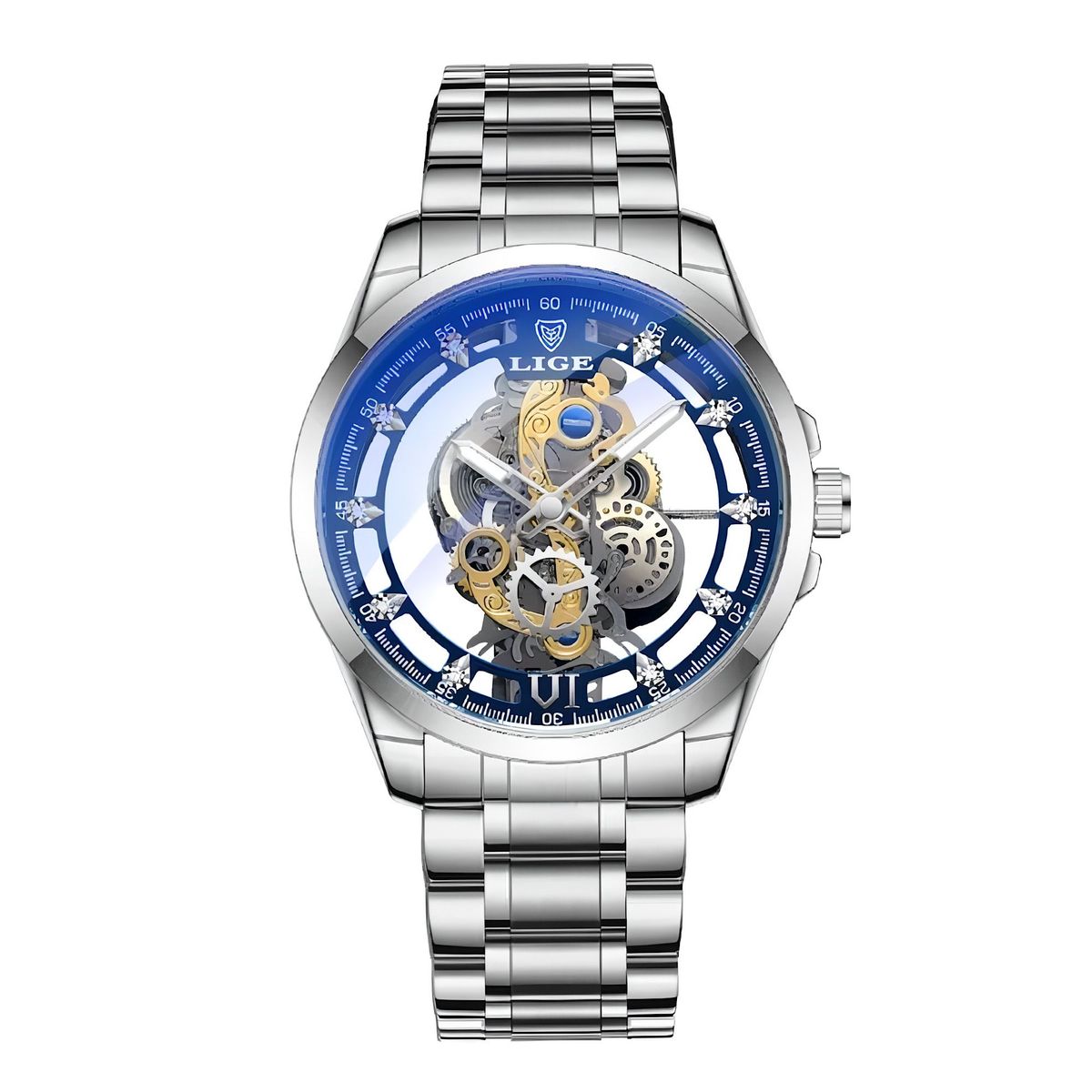 LIGE - Reloj Lige de Caballero Análogo Original en acero Resistente agua