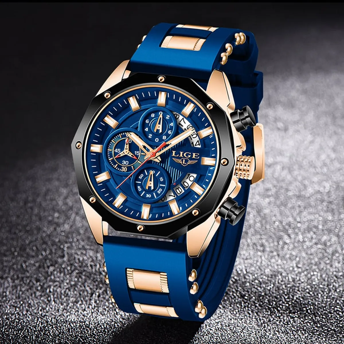 LIGE - Reloj Lige de Caballero Análogo Original en resina Resistente agua