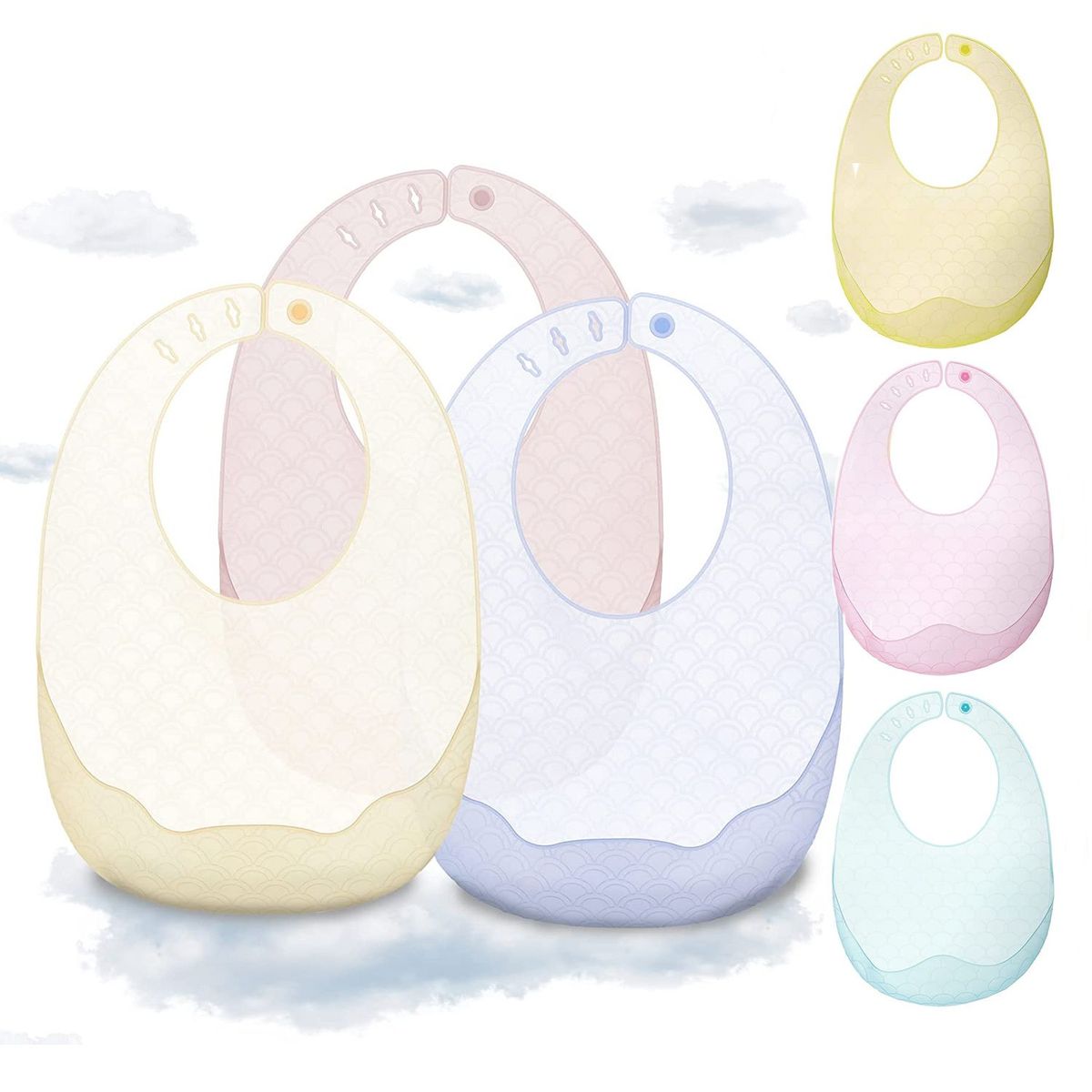 P&R APRECIOSDEREMATE - Kitx3 Baberos de Silicona Baby Bib Alimenta tu bebé