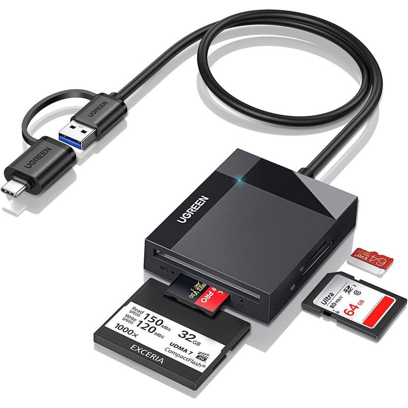 UGREEN - Lector Tarjetas 2 En 1 USB-C/USB 3.0 Adaptador Hub 4 Puertos TF SD