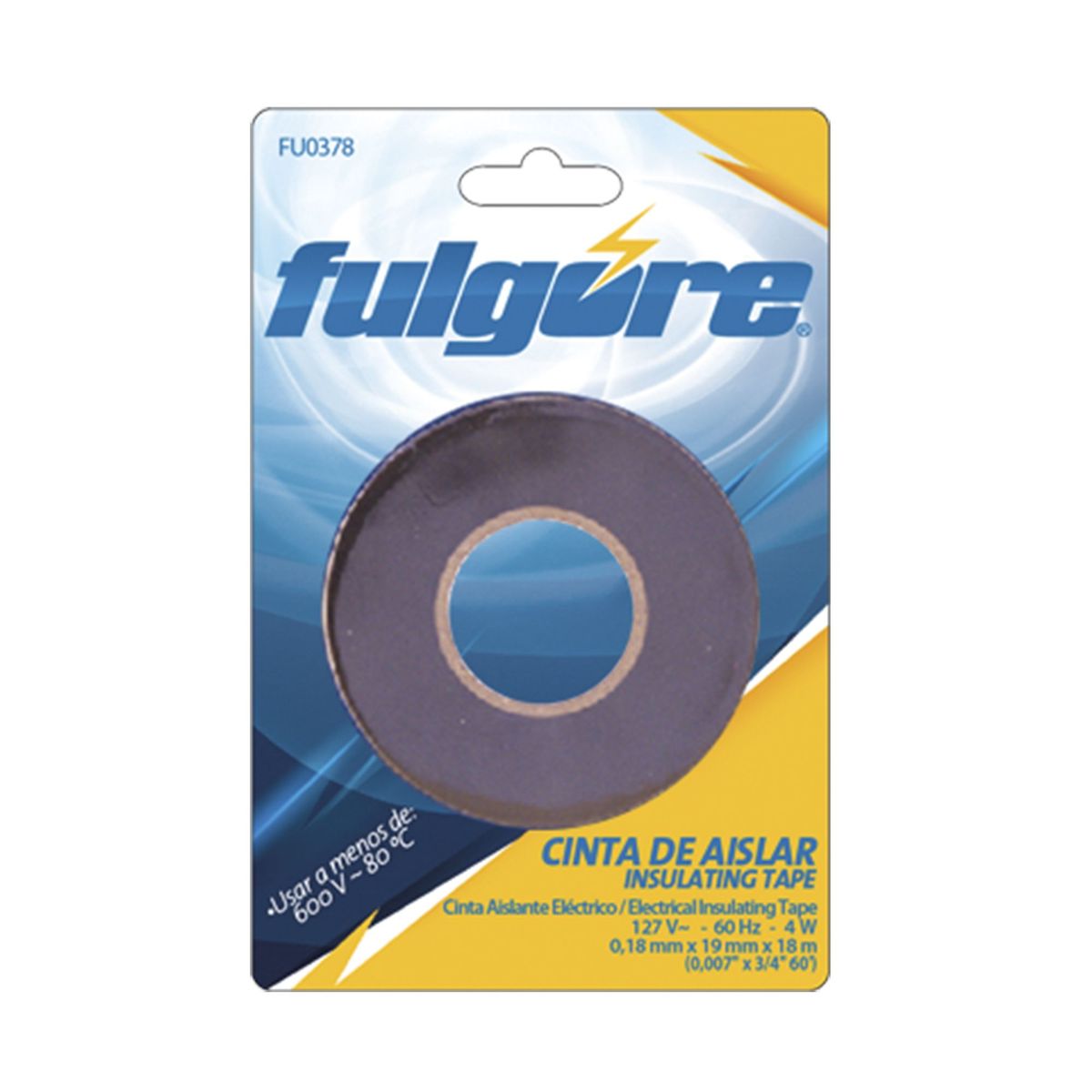 FULGORE - Cinta De Aislar Negra 18 Metros Fulgore 19 Mm En Blister