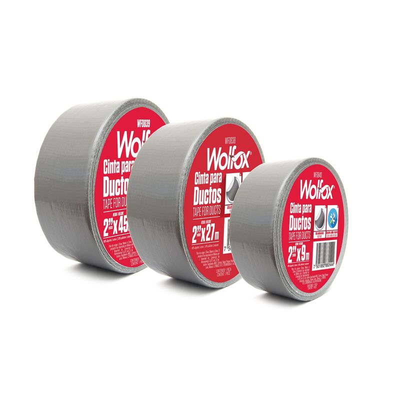 WOLFOX - Cinta Para Ducto 45 M X 48 Mm Wolfox Gris Hot Melt