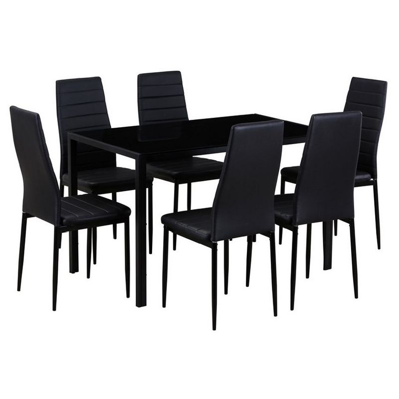 INVAL - JUEGO DE COMEDOR 6 PUESTOS SERATA NEGRO INVAL