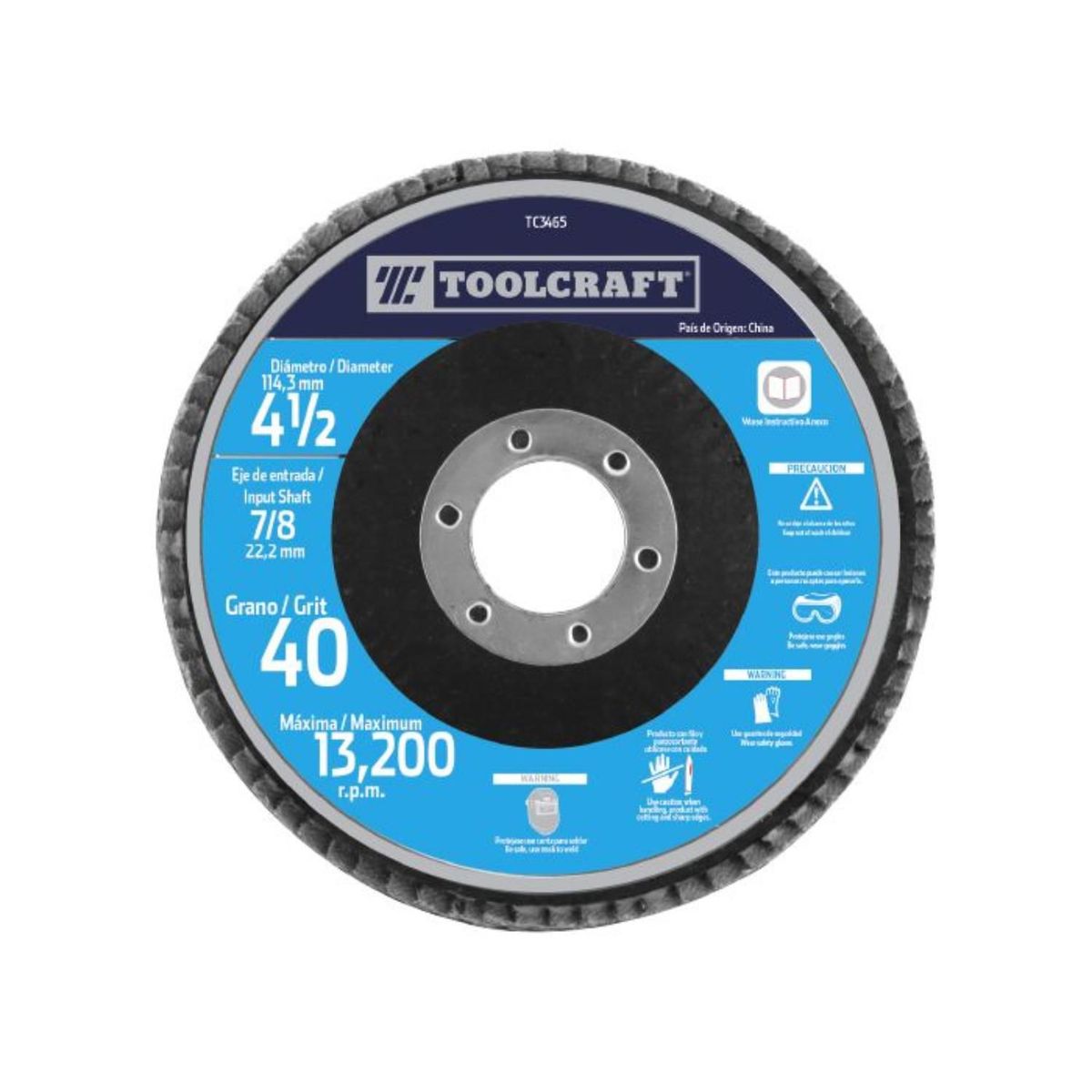 TOOLCRAFT - Disco Flap De 4.1/2" Grano 60 Toolcraft Desbaste Y Pulido