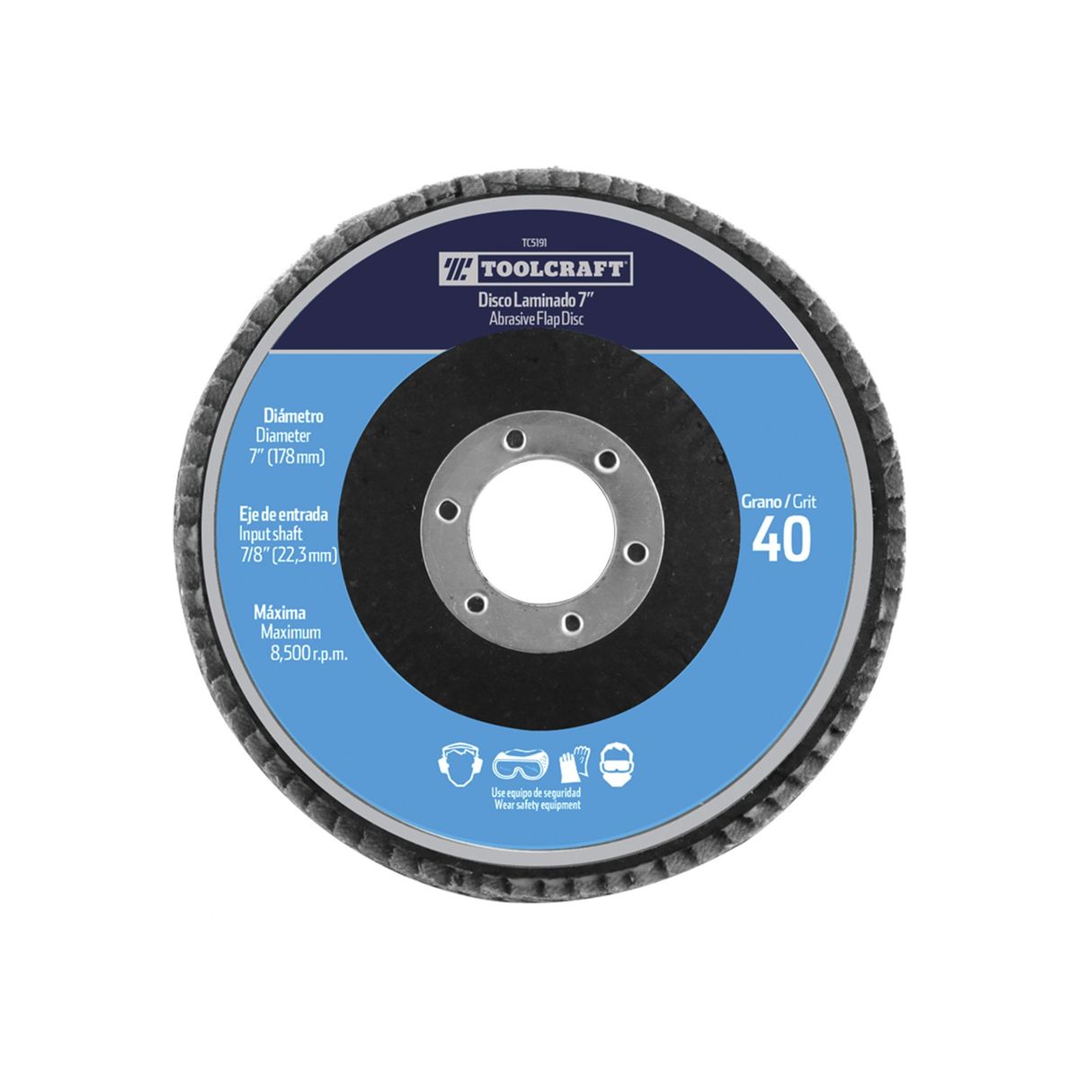 TOOLCRAFT - Disco Flap De 7" Grano 40 Toolcraft Para Desbaste Y Pulido