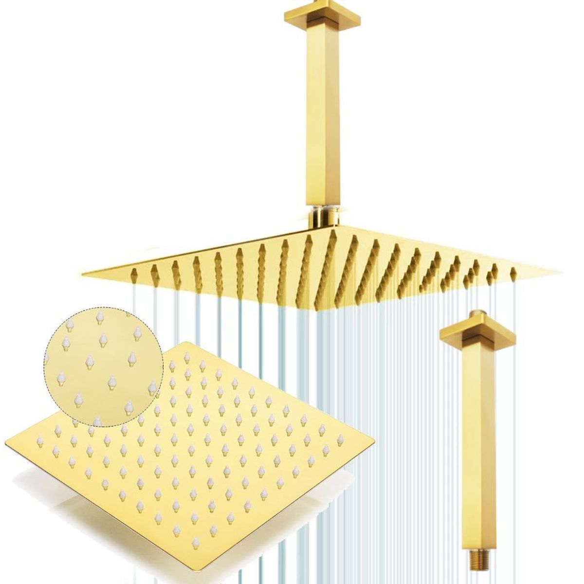 GENERICO - Ducha Regadera Anticalcarea Techo Gold Intense Tames- oro