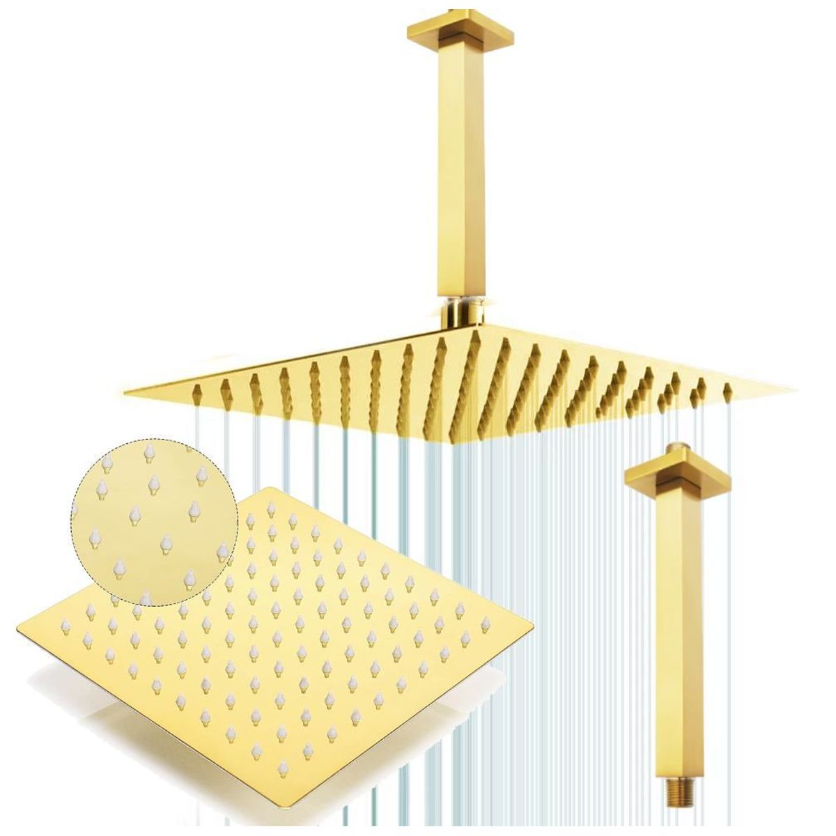 GENERICO - Ducha Regadera Anticalcarea Techo Gold Intense Tames- oro