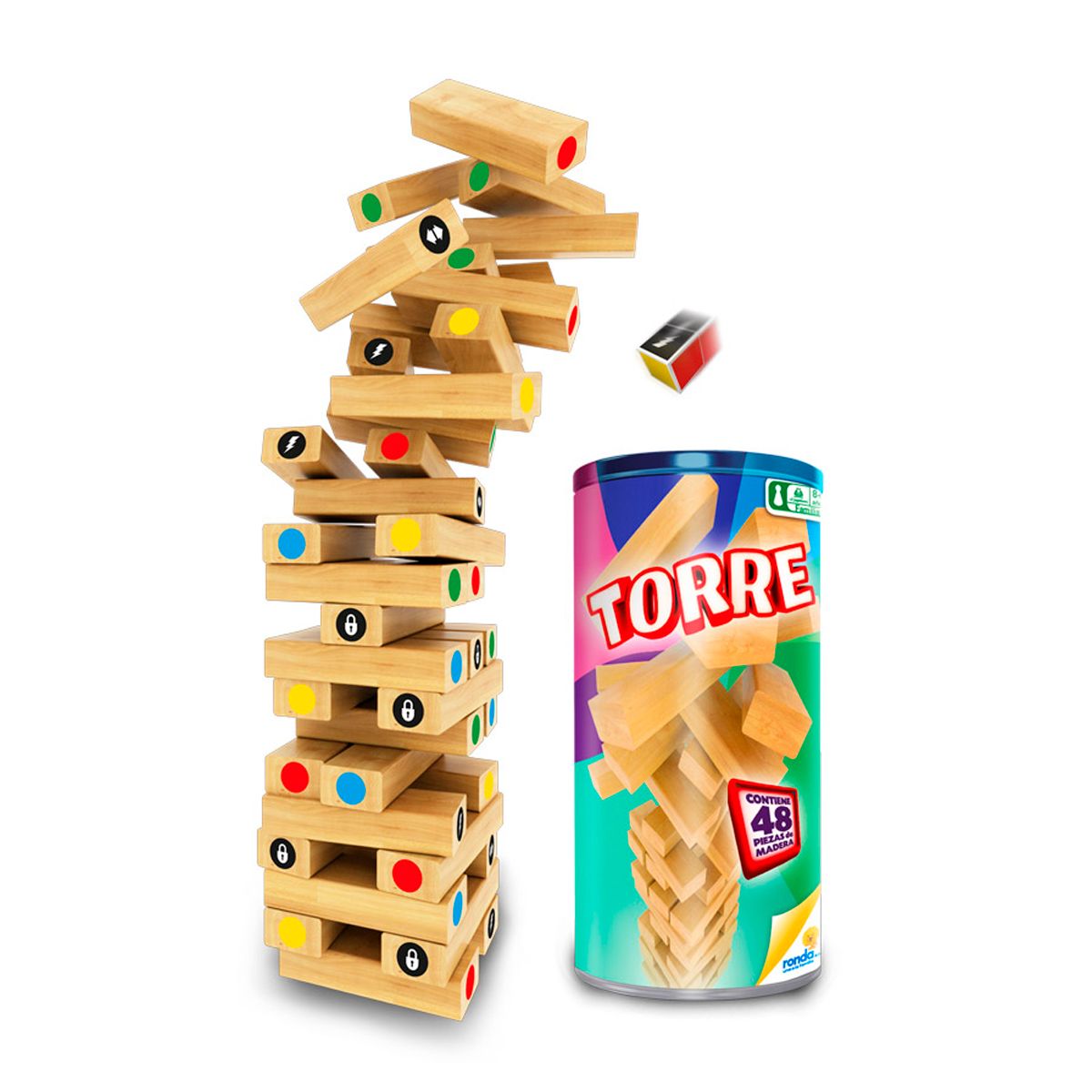 RONDA - Torre Madera Bloques Lujo Juego Didáctico 48pzs Stickers