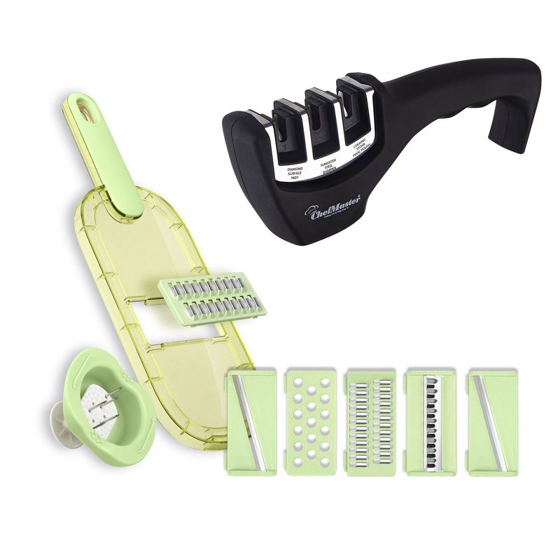 CHEF MASTER - Combo: Rallador cocina 6 en 1 + Afilador Cuchillos 3-1 Chef Master