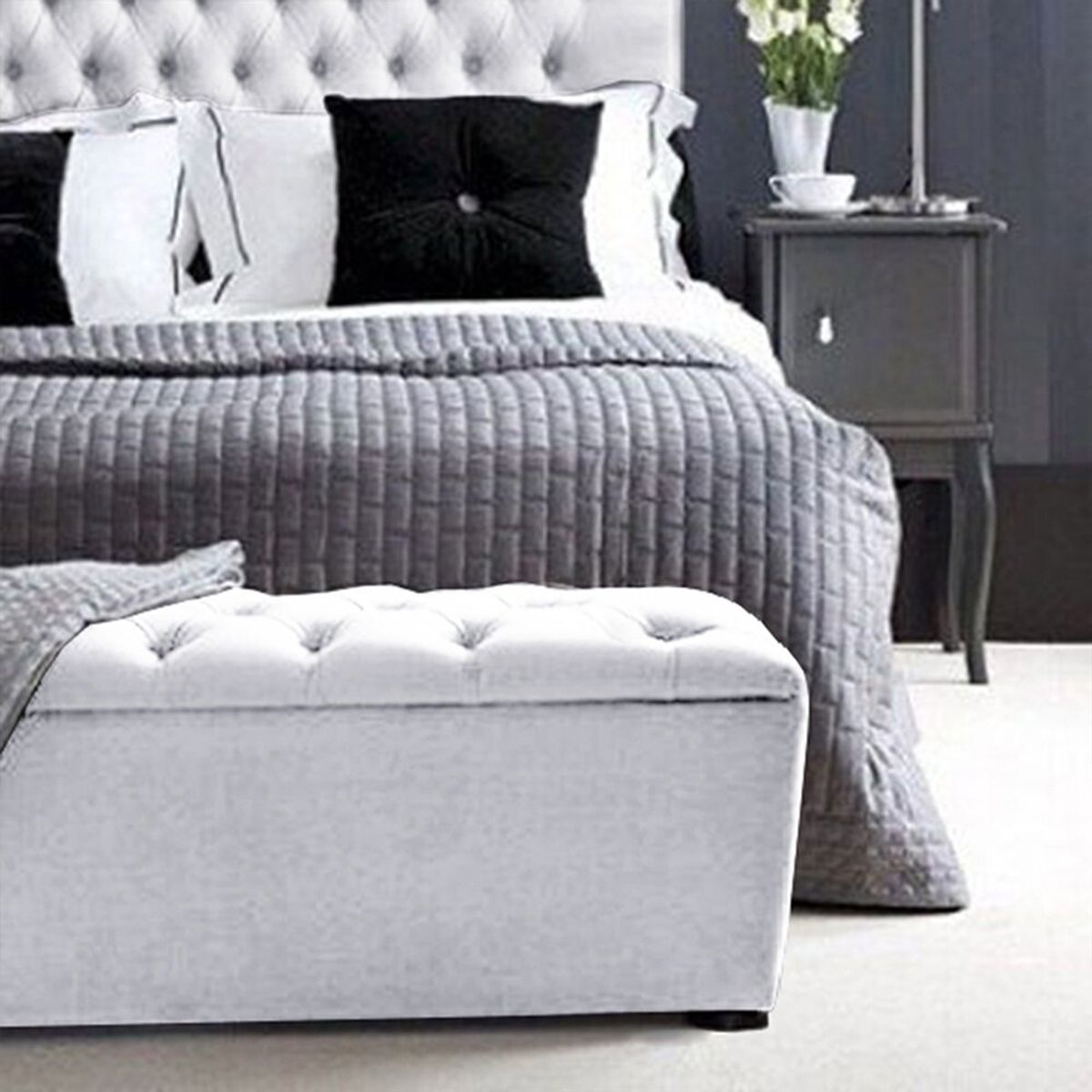 EKONOMODO COLOMBIA - Colchon Doble 1 Pillow + Base Cama + Espaldar + Puff Paris Blanco