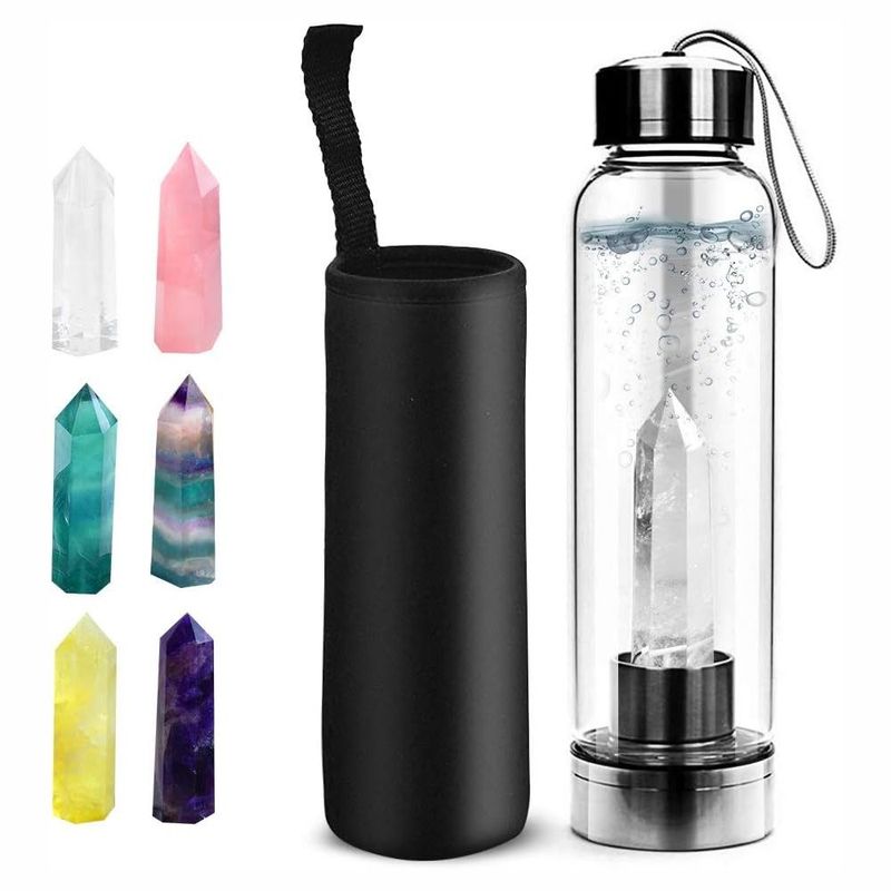 GENERICO - Termo Botella De Agua Con Cristales De Cuarzo Y Estuche