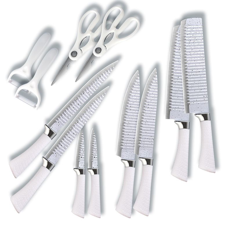 CHEF MASTER - Combo: 2 kit de cuchillos cocina de 4 piezas + tijera y pelador
