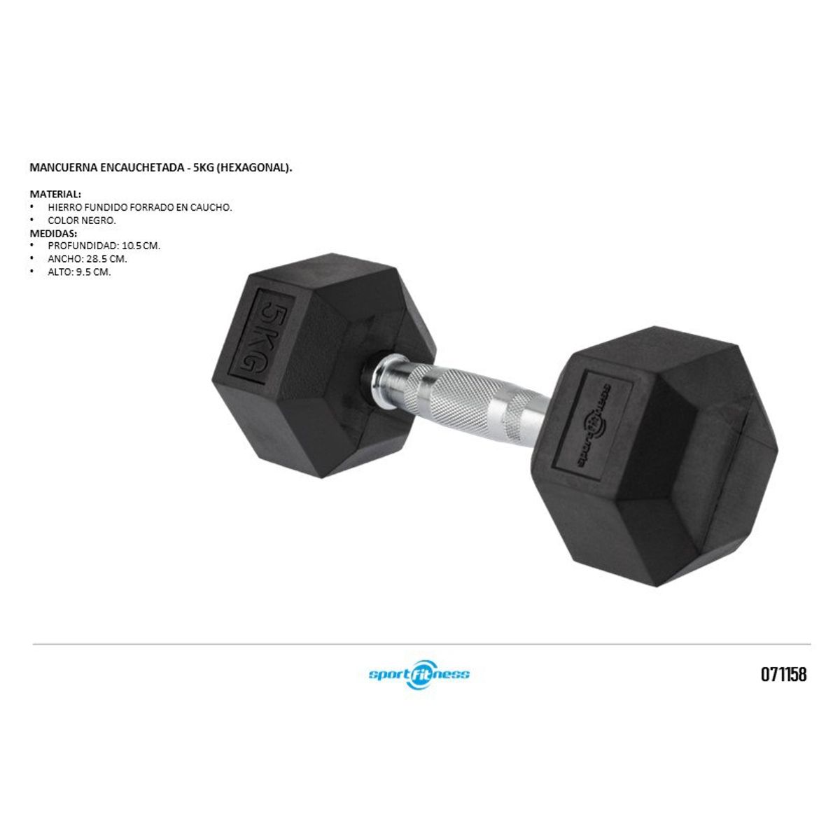 SPORT FITNESS - Mancuerna Encauchetada 5Kg Unidad