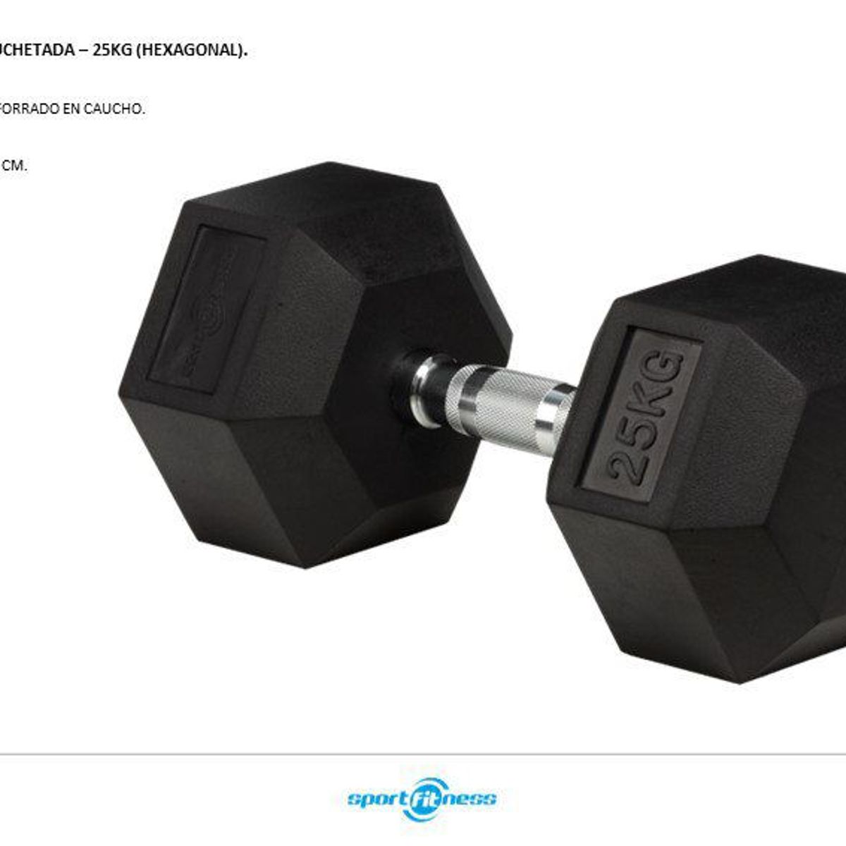 SPORT FITNESS - Mancuerna Encauchada Hexagonal 25 Kg Unidad