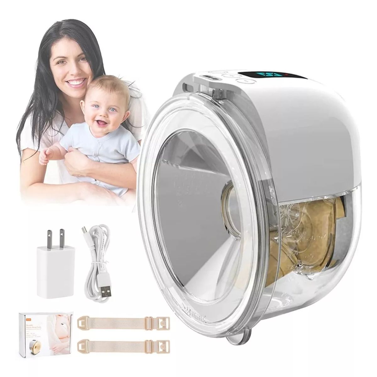 BABY ON - Extractor De Leche Portátil Inalámbrico Transparente