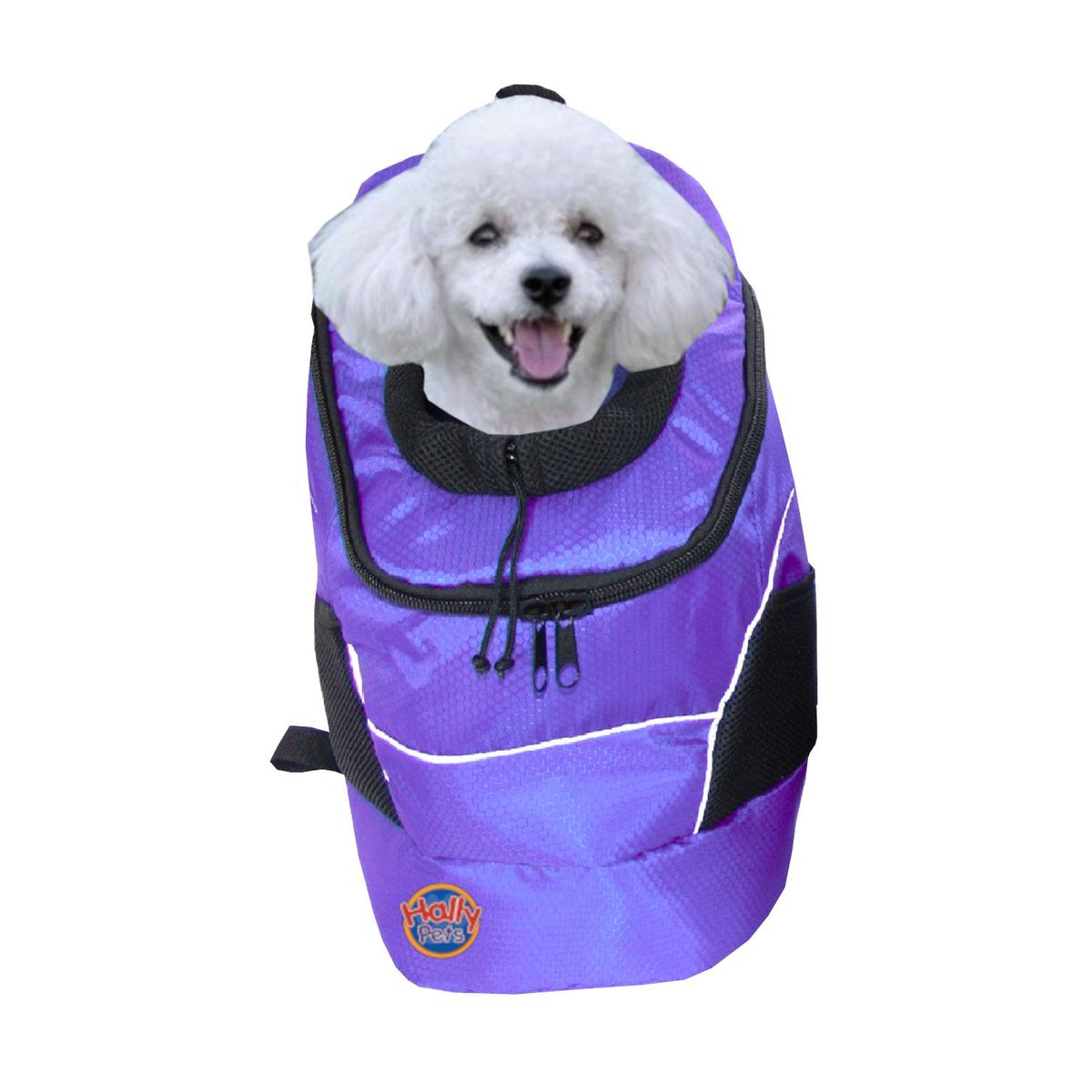 HALLY PET - Morral cargador ventana grande 28 x 48 x 18 cm Morado.