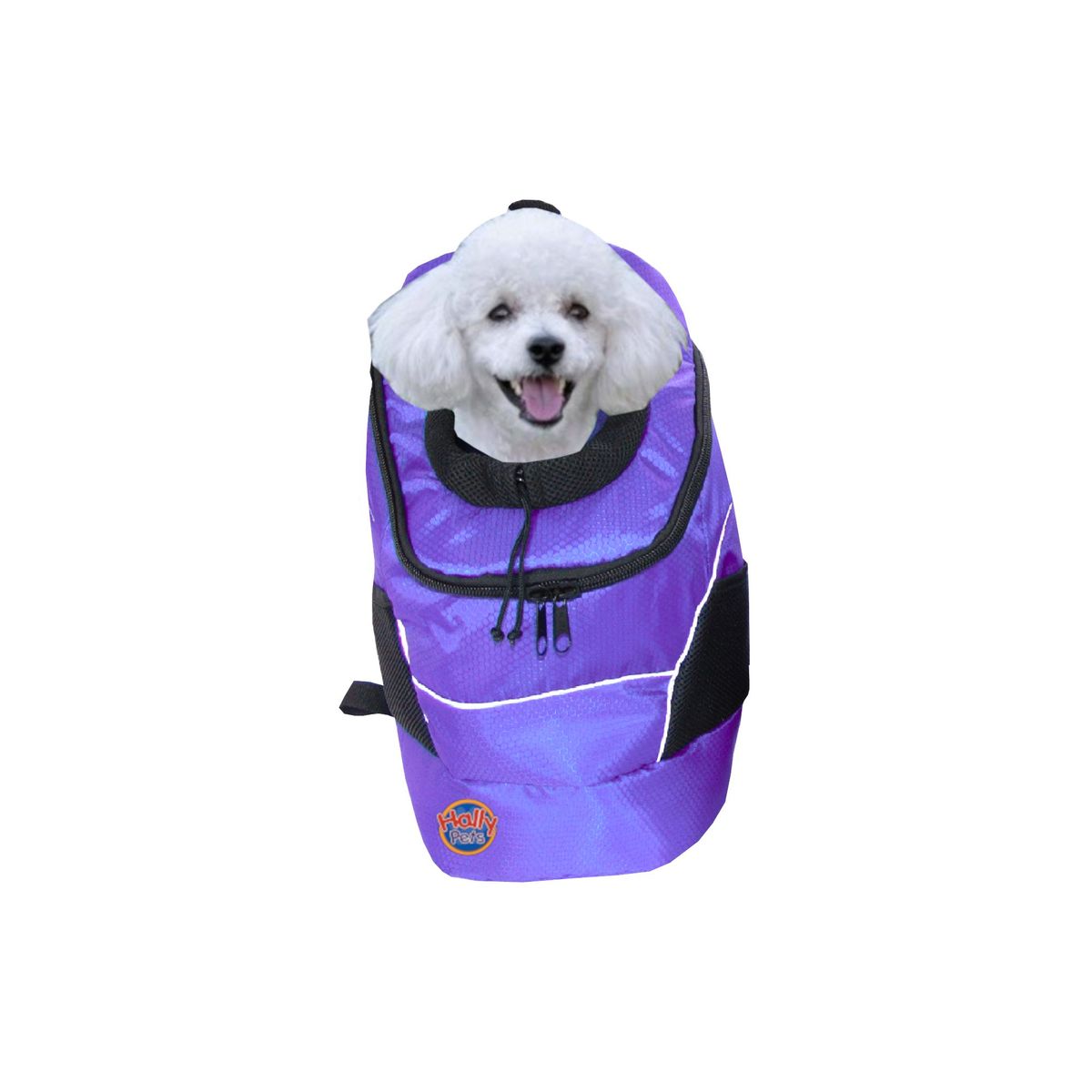 HALLY PET - Morral cargador ventana grande 28 x 48 x 18 cm Morado.