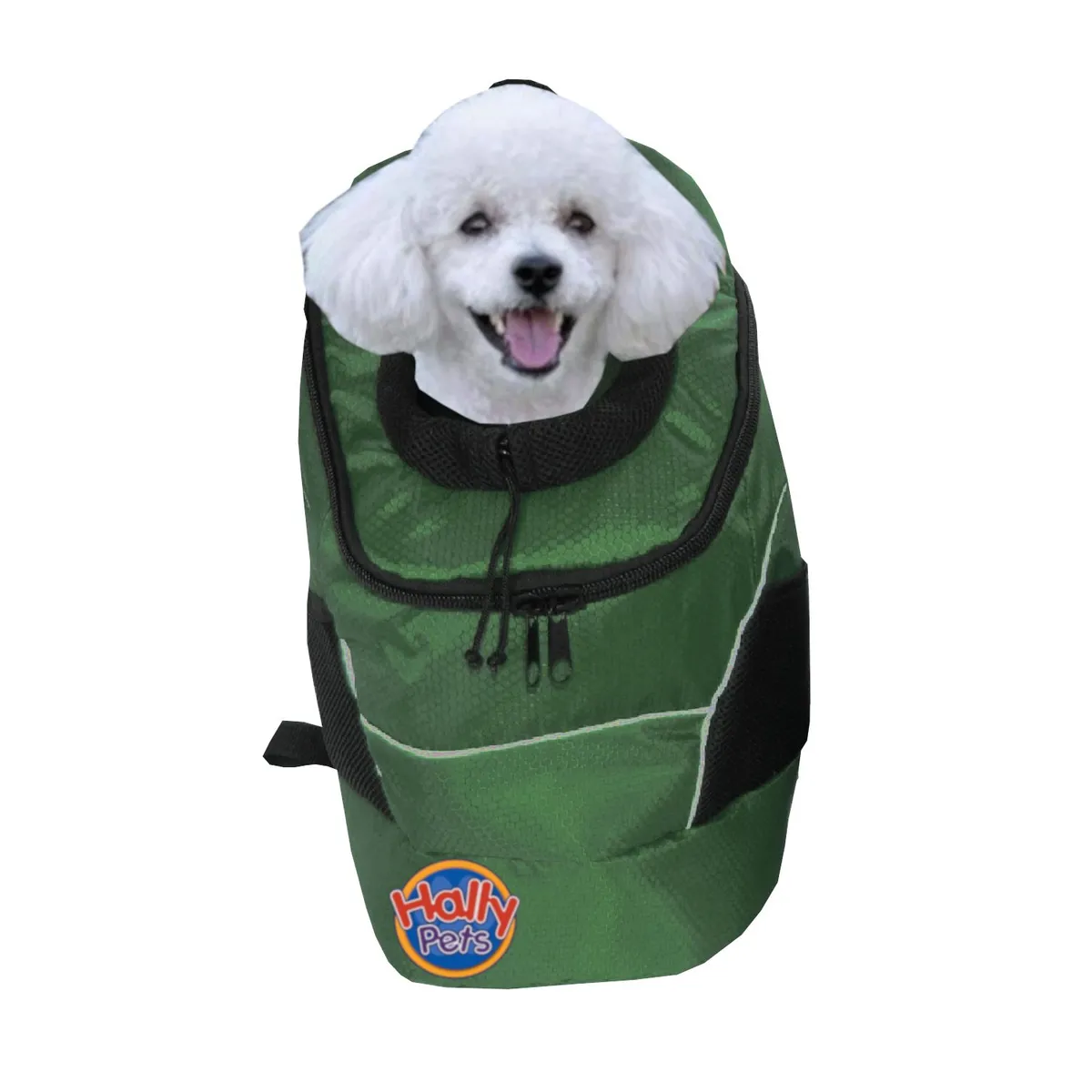 HALLY PET - Morral cargador ventana grande 28 x 48 x 18 cm Verde.