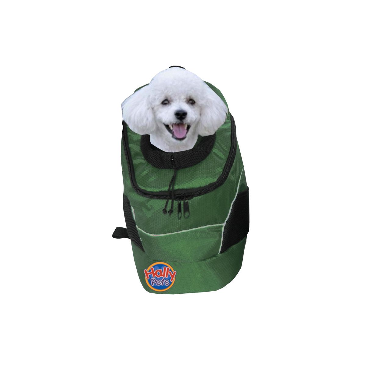 HALLY PET - Morral cargador ventana grande 28 x 48 x 18 cm Verde.