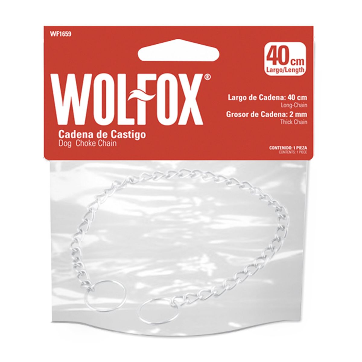 WOLFOX - Cadena De Castigo De 40 Cm Para Perros Wolfox Acero Cromado