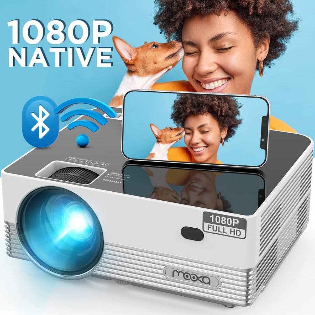 MOOKA - Proyector mooka 1080p 8500 lumenes wifi bluetooth
