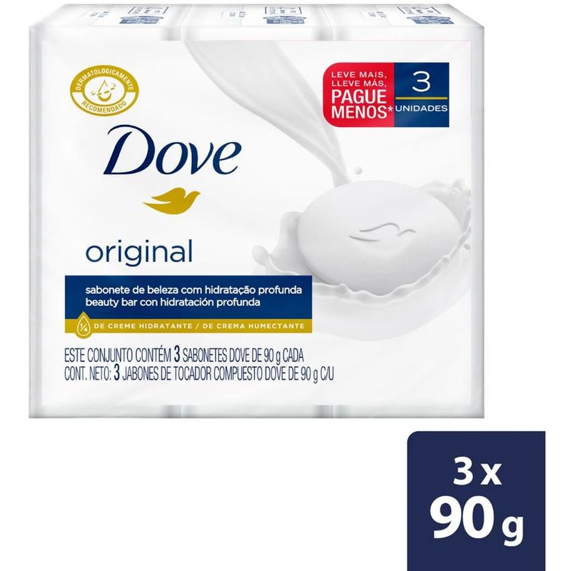 DOVE - Jabón Dove Original Blanco 3 Unidades x 90 Gr