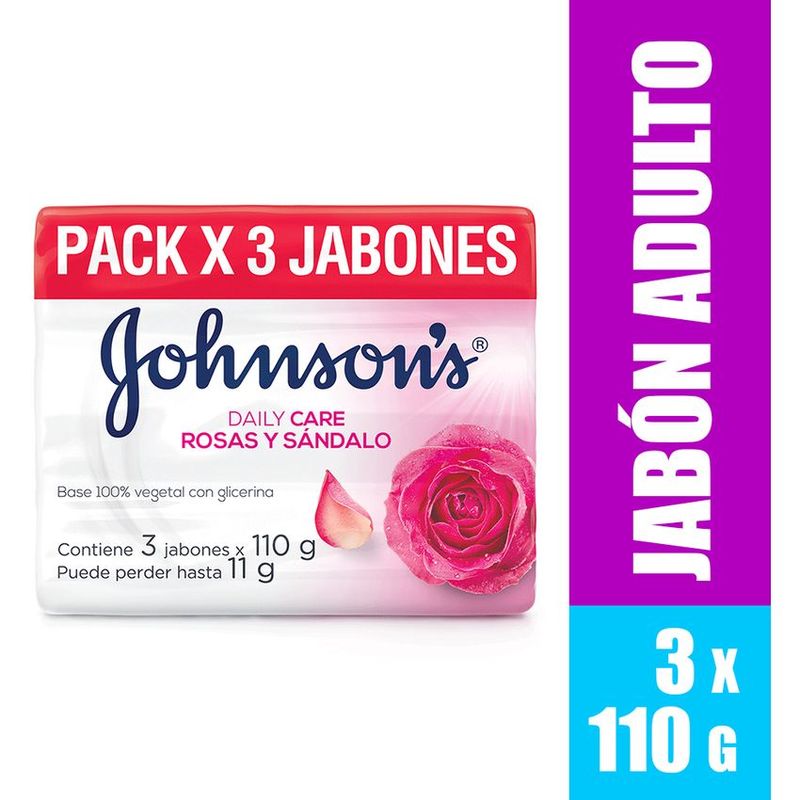 GENERICO - Jabón En Barra Johnson Rosas & Sándalo 3 x 110 Gr