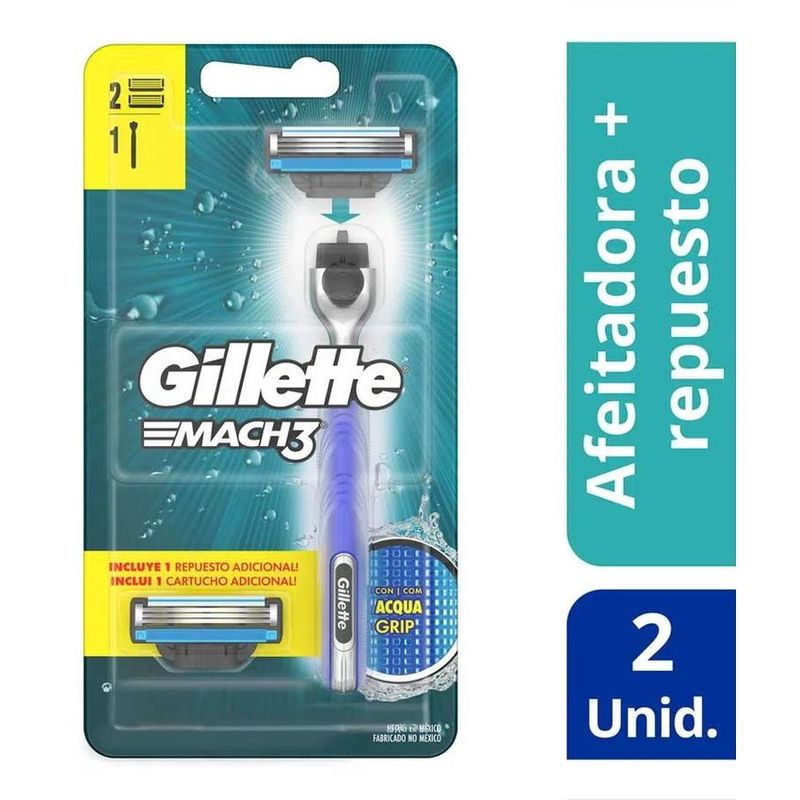 GILLETTE - Afeitadora Gillette Mach3 Con Repuesto X 1 Und
