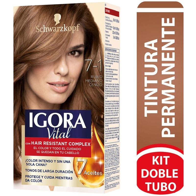 IGORA - Tinte Igora Vital Permanente Rubio Mediano Cenizo 7-1