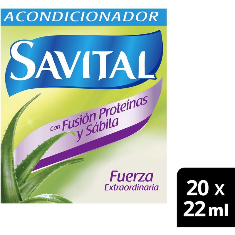 SAVITAL - Acondicionador Savital Fusión Proteínas y Sábila 20 Sobres x 22 Ml