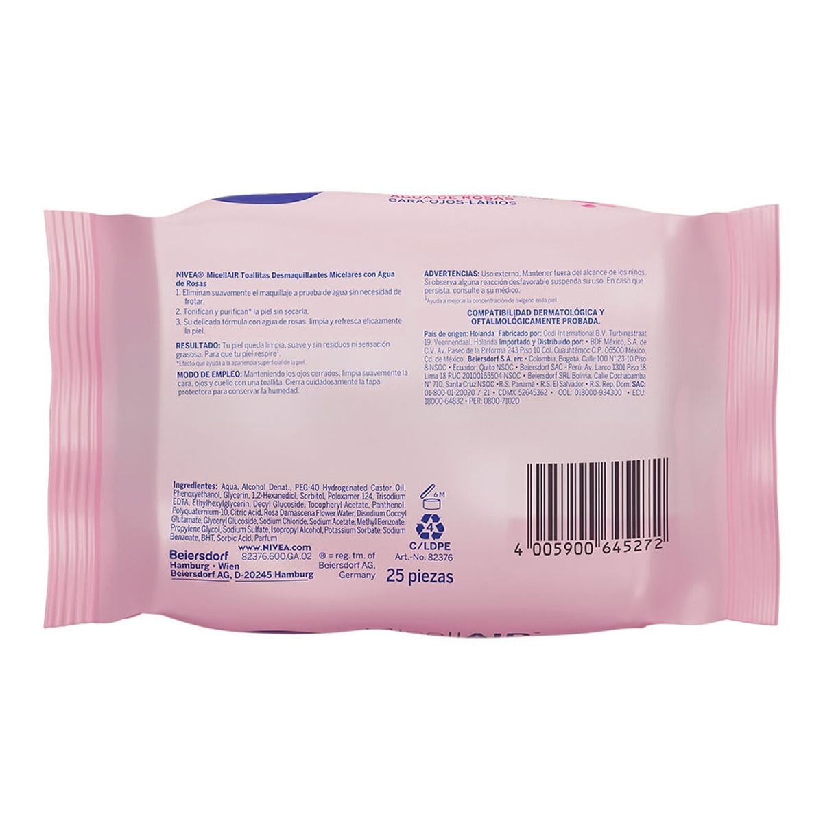 NIVEA - Toallitas Desmaquillantes Nivea Agua De Rosas X 25und