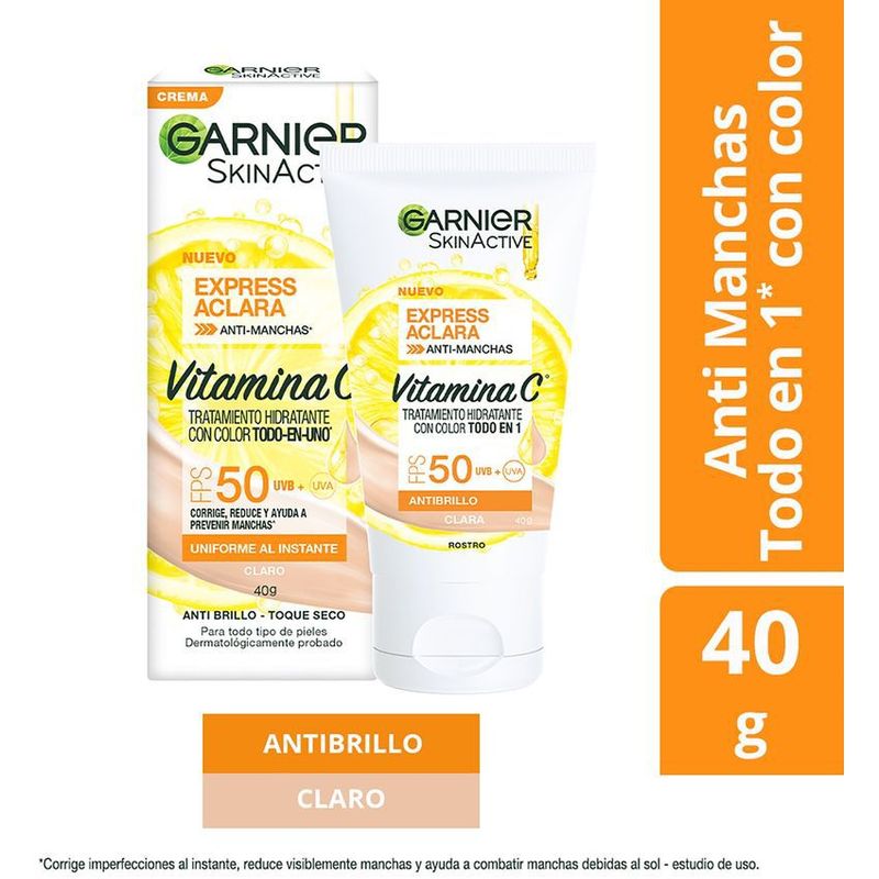 GARNIER - Tratamiento Facial Hidratante Con Color Todo En 1 Garnier X 40 Gr