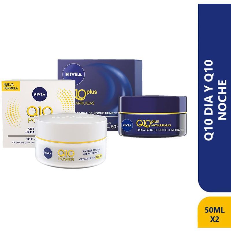 NIVEA - Crema Nivea Q10 Antiarrugas Día & Noche 50 Ml X 2 Und