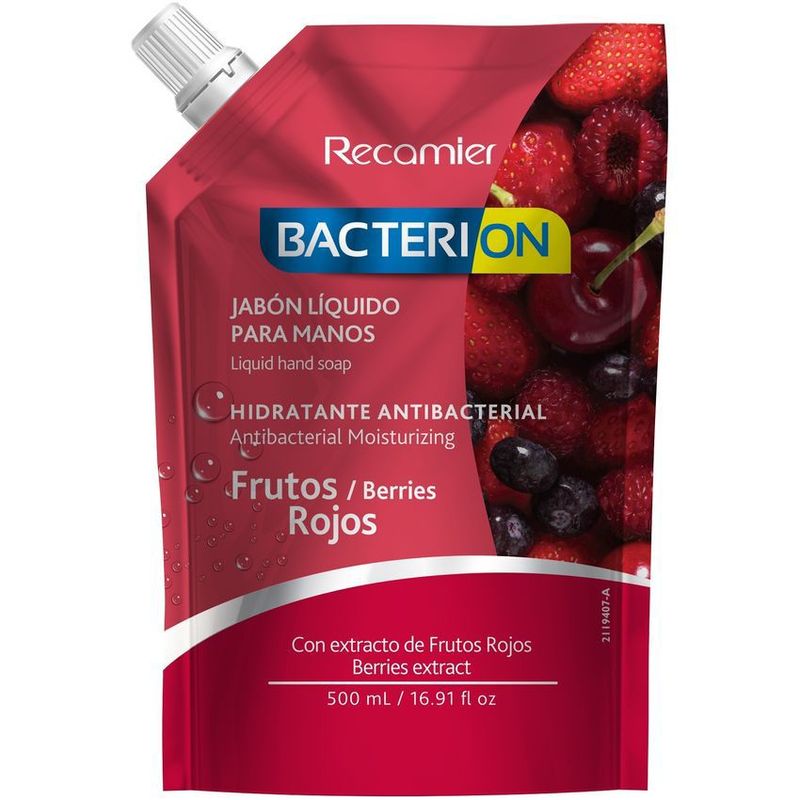 RECAMIER - Jabón Para Manos Bacterion Antibacterial Frutos Rojos x 500 Ml